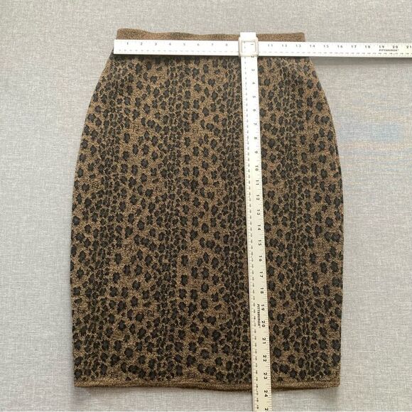 Vintage Fendi Maglia Skirt Merino Wool Rayon Pencil Leopard Animal Print Small - Picture 4 of 9